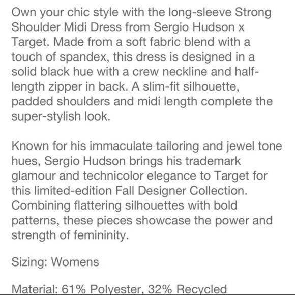 Sergio Hudson X Target Strong Shoulder Dress - Picture 3 of 4